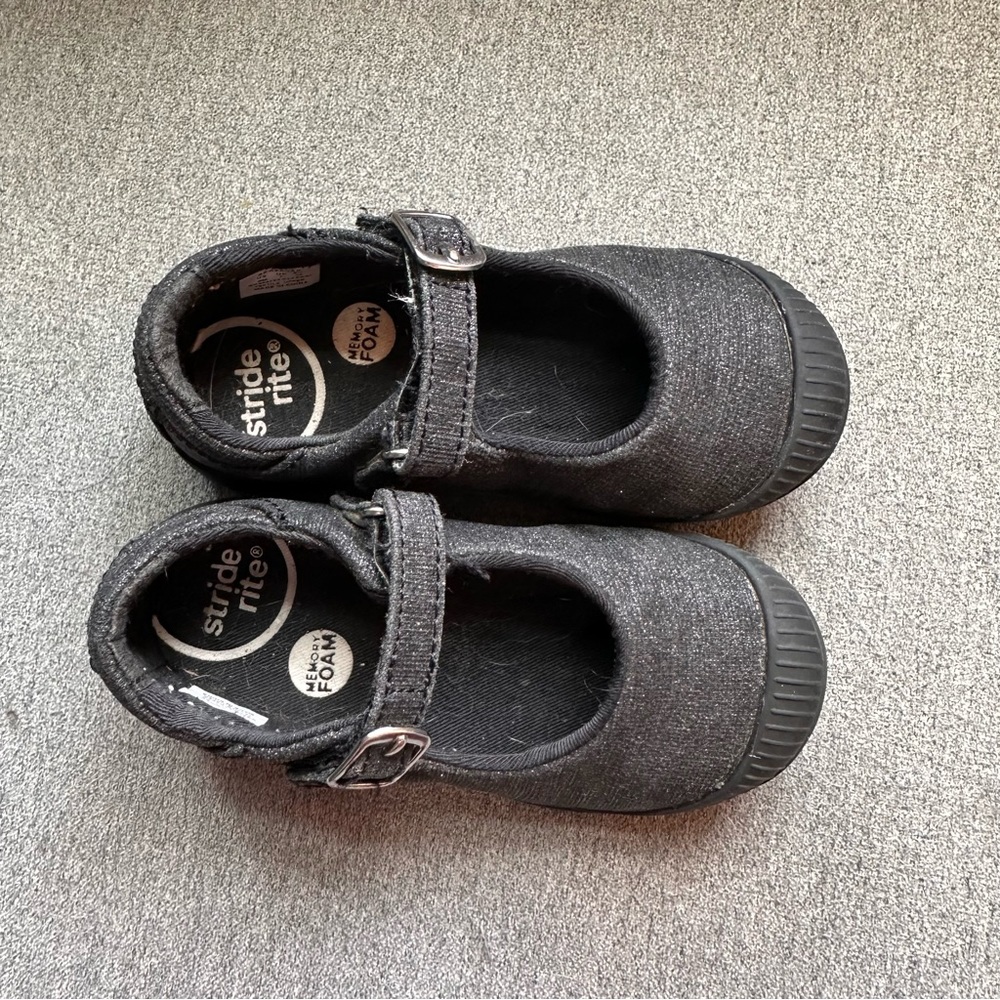 Stride Rite Black Sparkle Mary Janes for toddler